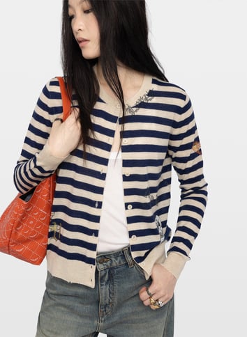 Cardigan droit en cachemire ZADIG&VOLTAIRE Bleu